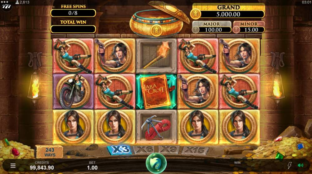 Fitur slot Kuil dan Makam Lara Croft