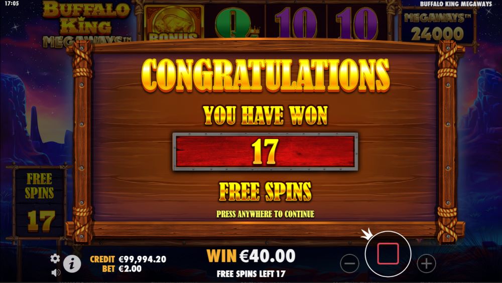 Buffalo King Megaways free spin diaktifkan